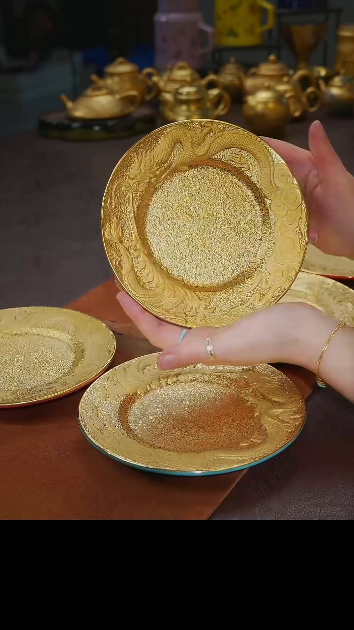 杯【宜景窑绿松石鎏金系列】龙吐水