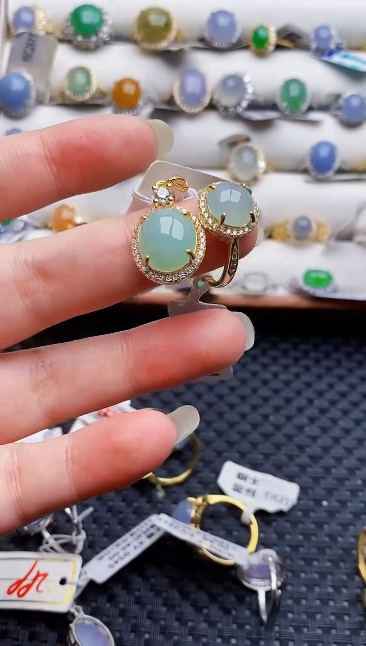 银S925镶嵌戒指翡翠0420