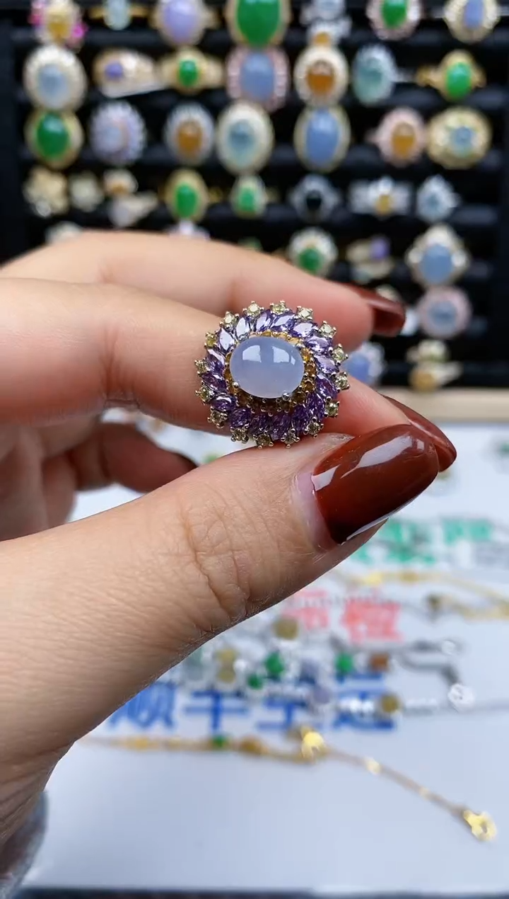 银S925镶嵌戒指翡翠433