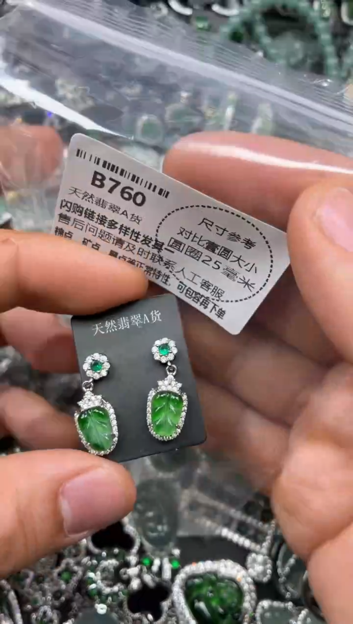 颈饰未镶嵌翡翠B760耳钉