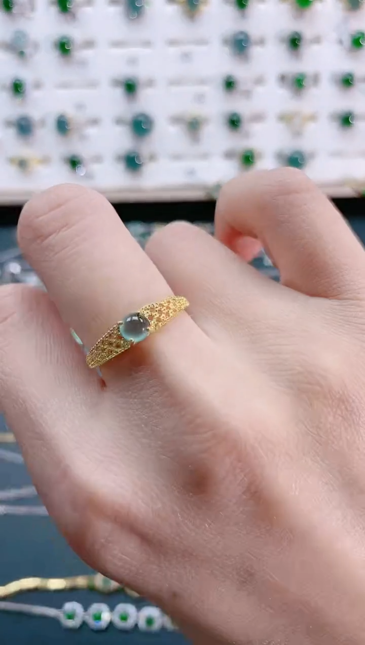 【闪购商品】翡翠戒指银S925镶嵌天然翡翠