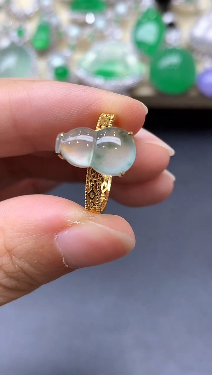 18K金镶嵌戒指翡翠444-中国好珍宝