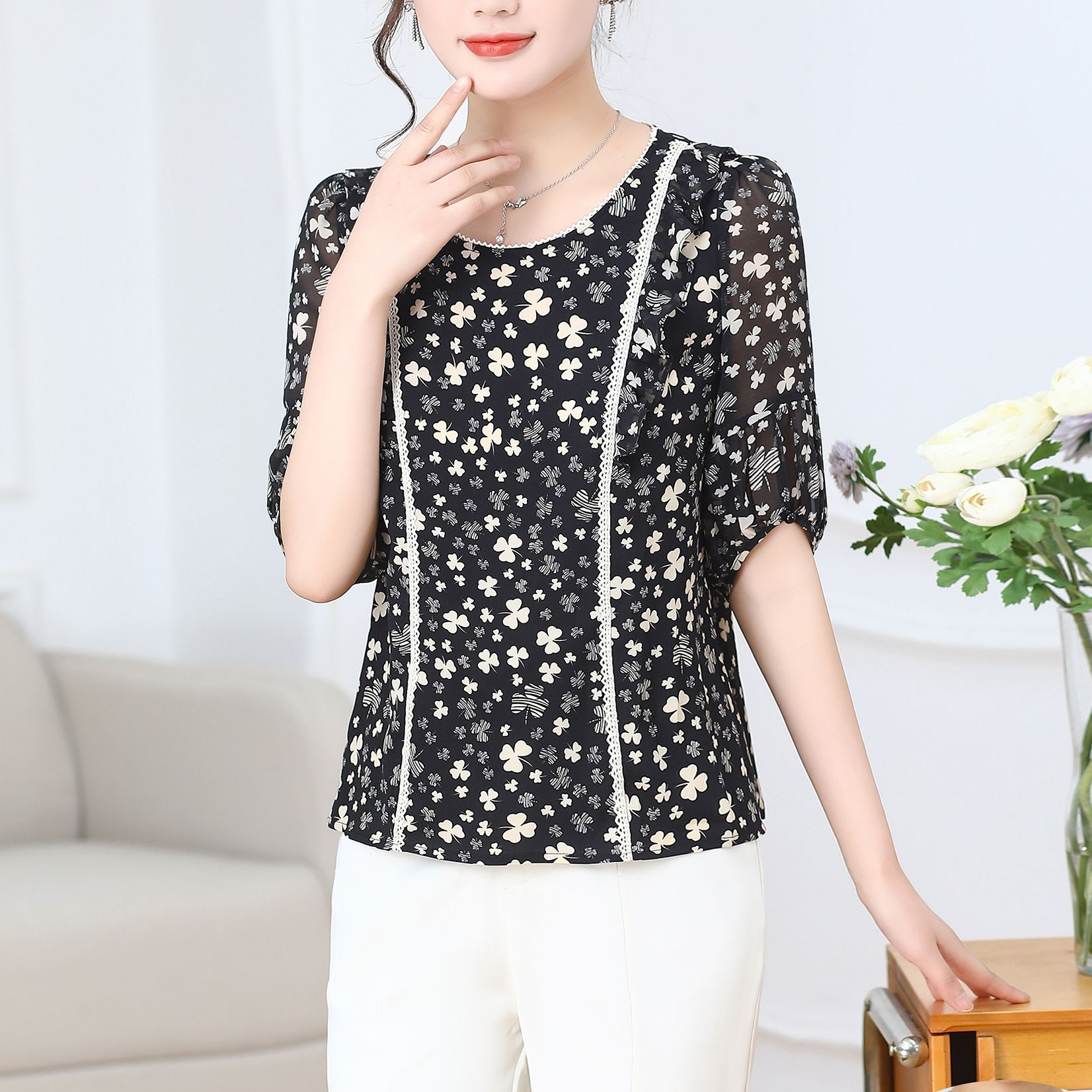 【636款】2025春洋气季新款碎花小衫气质