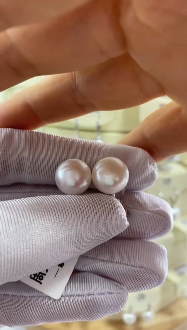 【闪购商品】淡水珍珠耳饰银S925镶嵌耳夹11-12mm