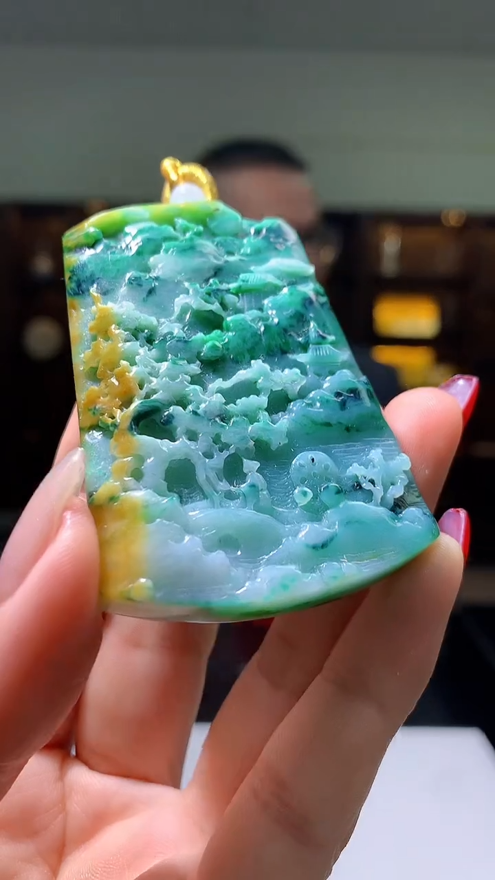 【闪购商品】定制翡翠未镶嵌1057hm-毛货挂件57