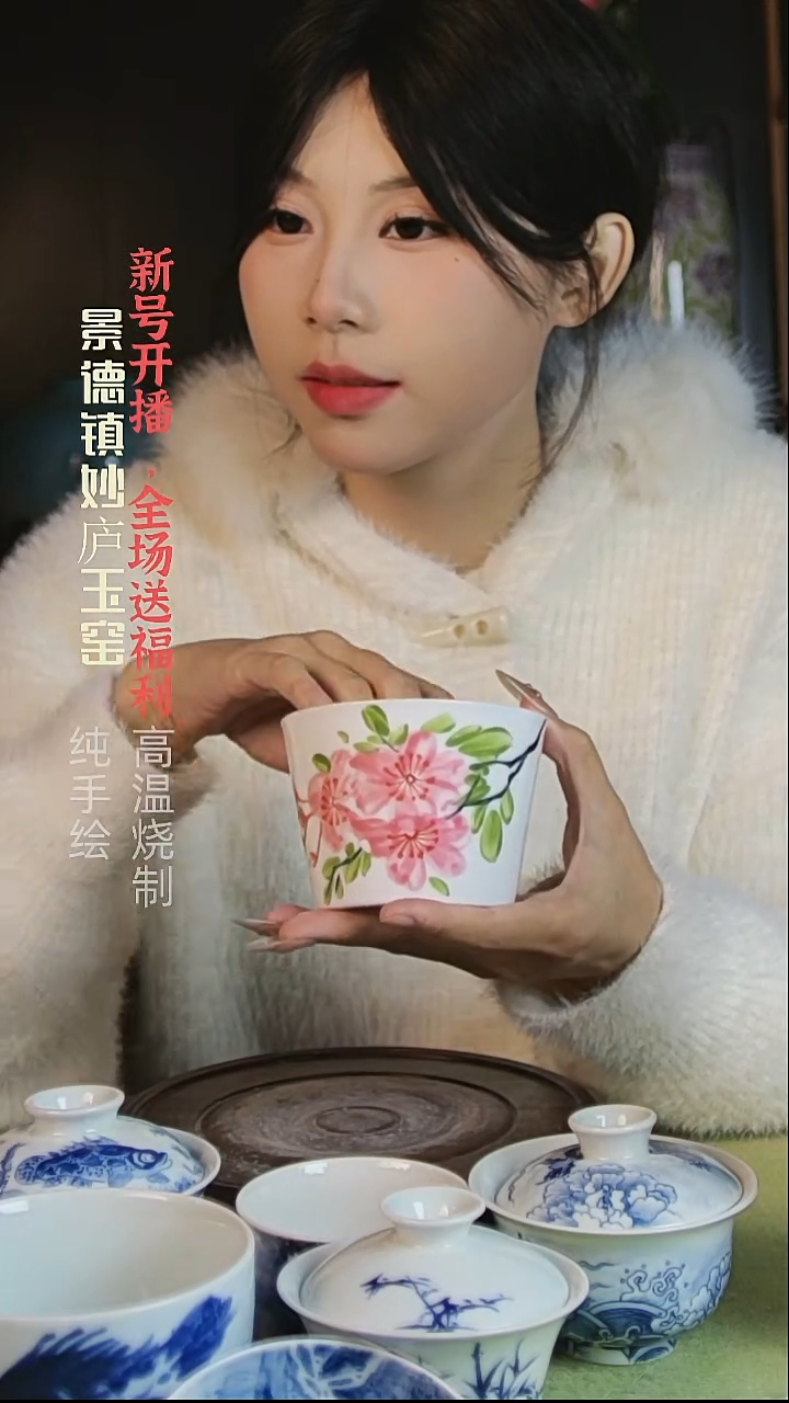 盘陶妙庐玉窑冰桶杯微瑕