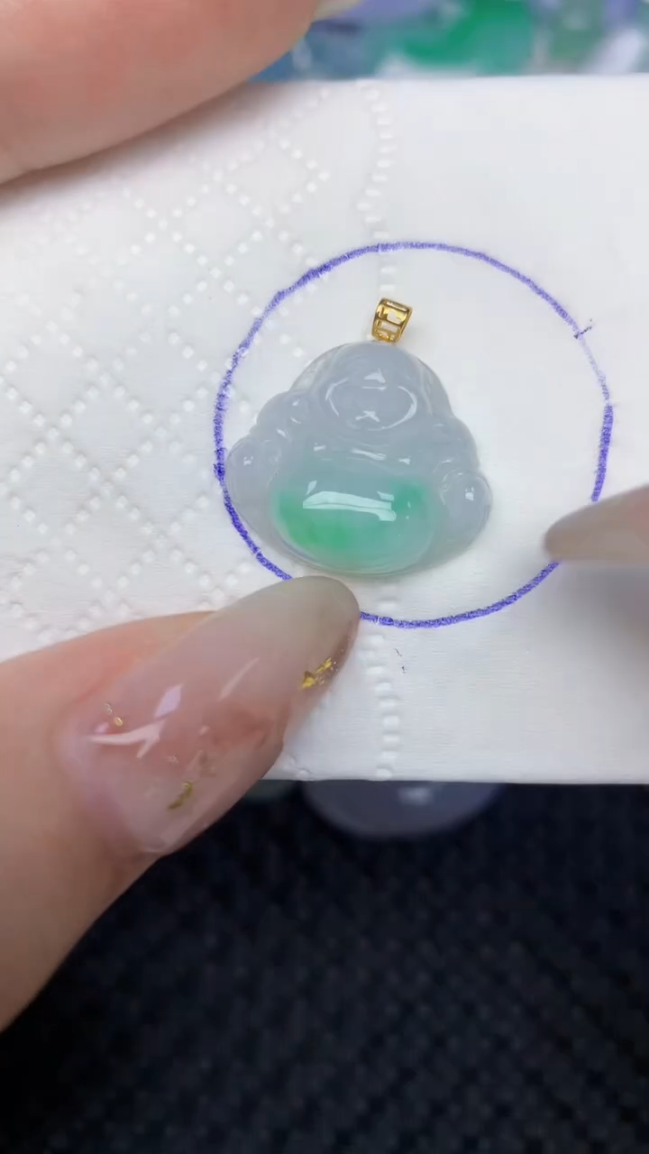 颈饰18K金镶嵌翡翠天然缅甸翡翠a货百元以上9元证书费自理