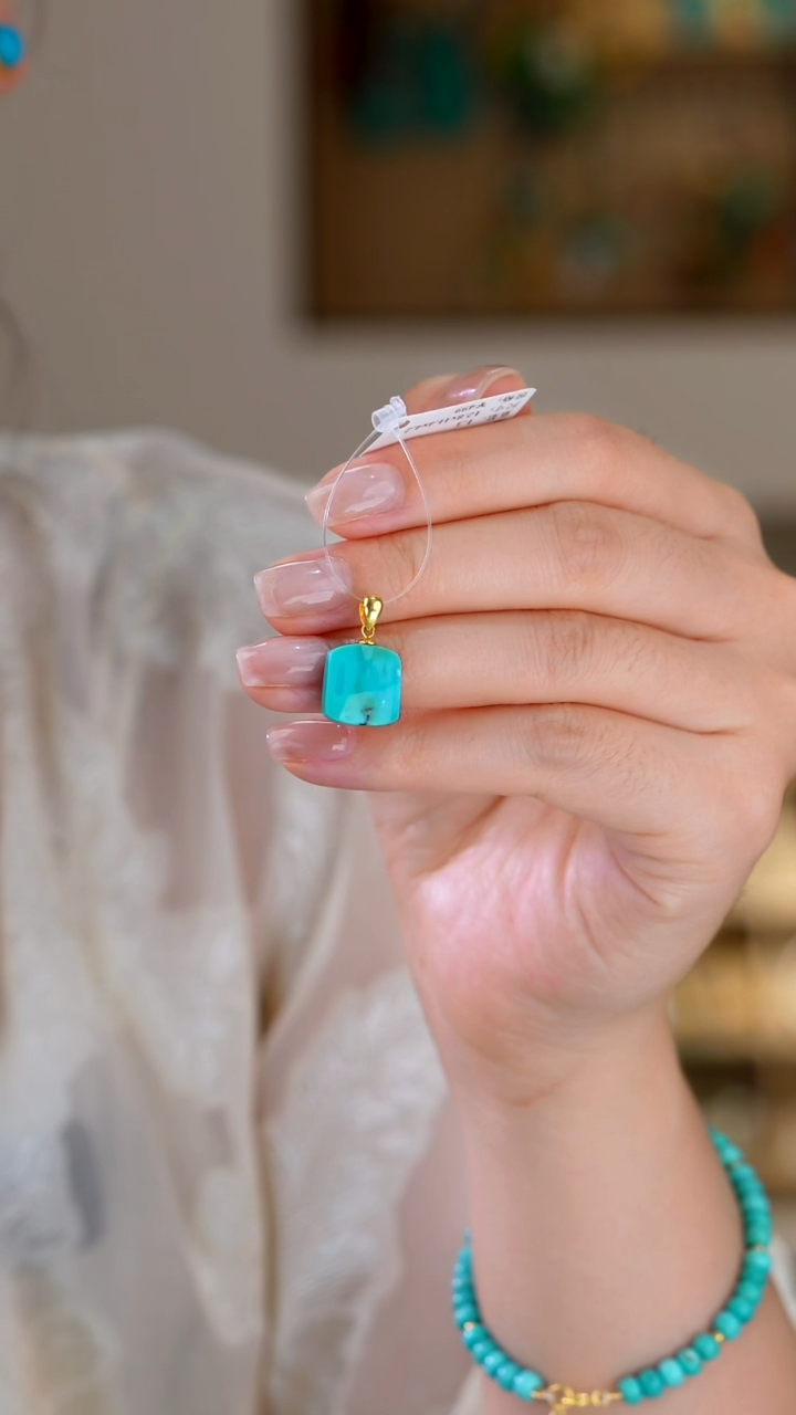 绿松石18K金镶嵌吊坠(赠链)1