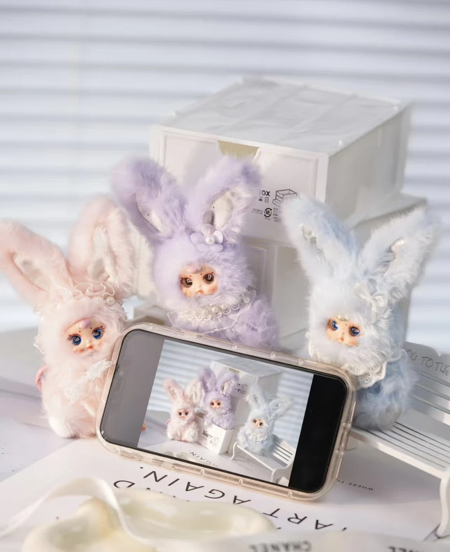 【拆盒】mm奶糖mini兔可爱毛绒潮玩盲盒背景娃