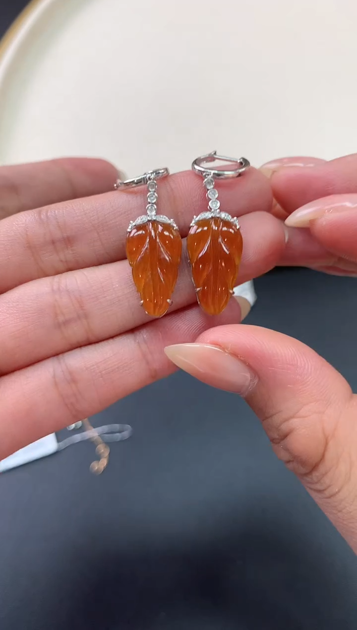 翡翠18K金镶嵌耳饰A02|7980