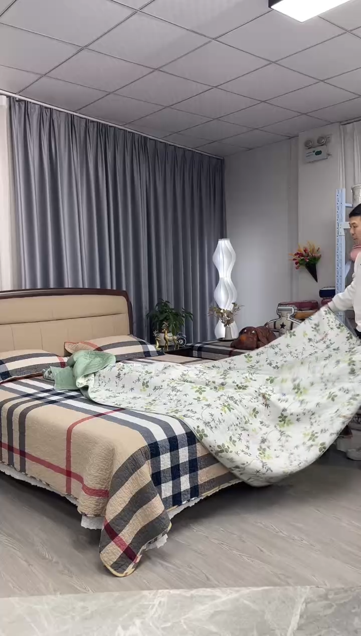 棉莫代尔青色树叶三件套2.3*2.5