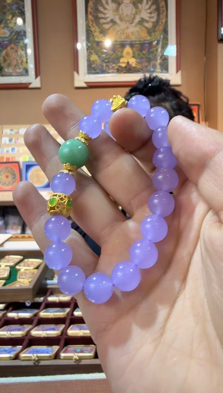 吊坠紫水晶手链-纯手绘唐卡