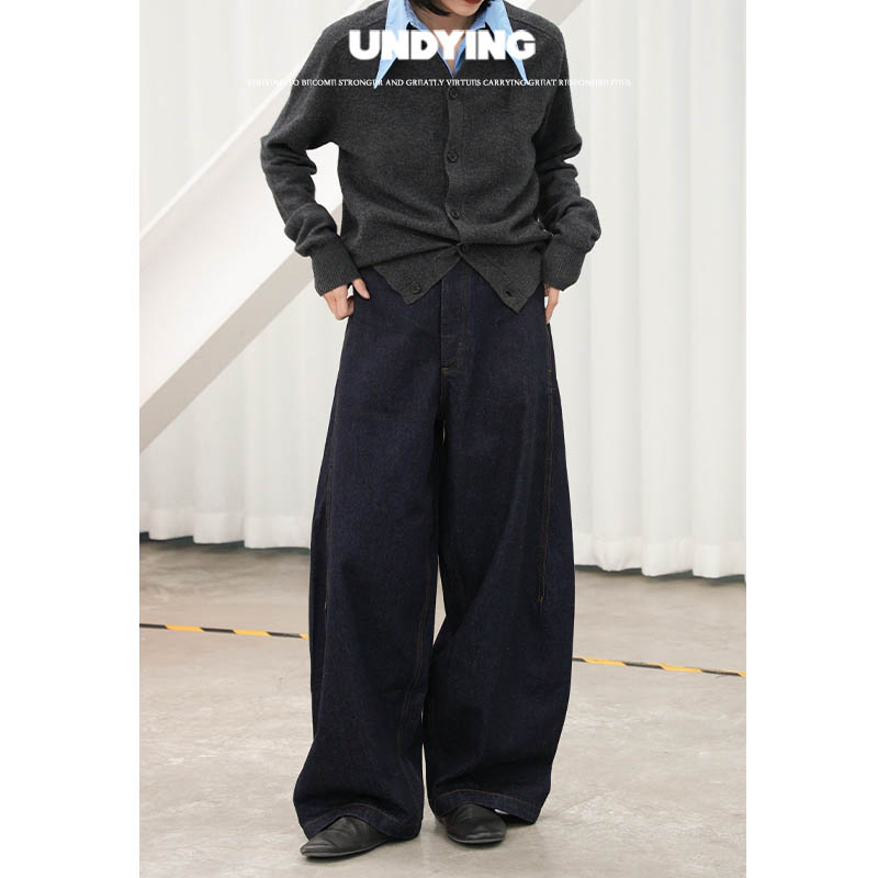 UNDYING 原牛宽松阔腿弯刀牛仔裤BX411