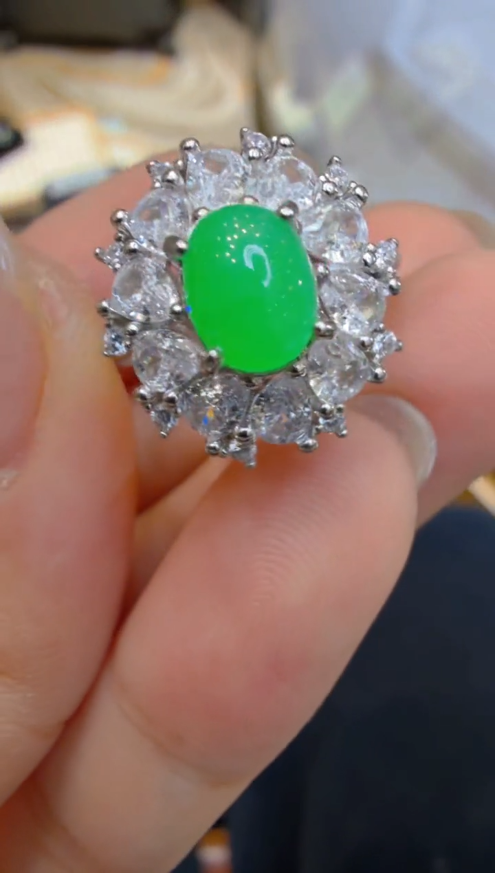 银S925镶嵌戒指翡翠多样性团购发一件
