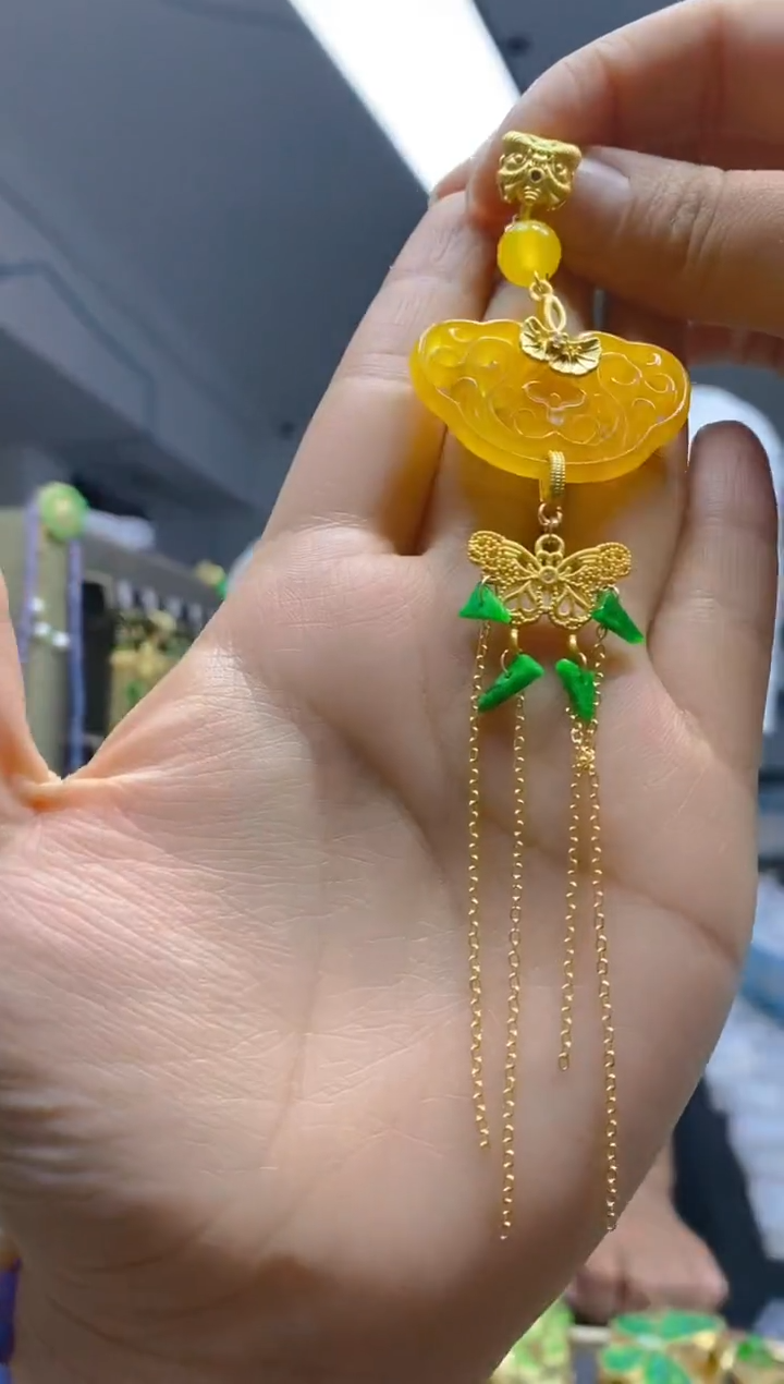 【闪购商品】翡翠耳饰合金0245翡翠压襟