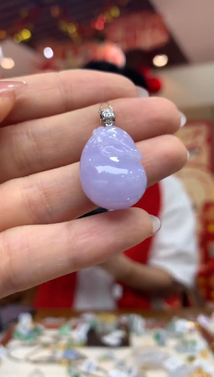 吊坠(不含链)18K金镶嵌翡翠钱袋