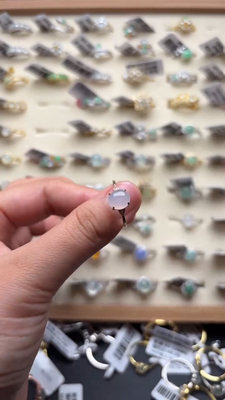 【闪购商品】翡翠戒指银S925镶嵌缅甸A货翡翠S925银镶嵌