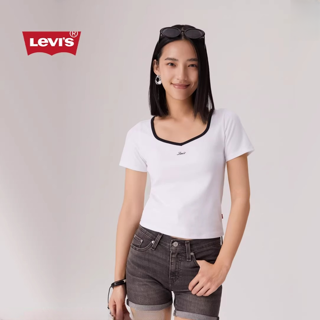 【商场同款】Levi's李维斯25年夏季新款女士针织修身短款短袖T恤