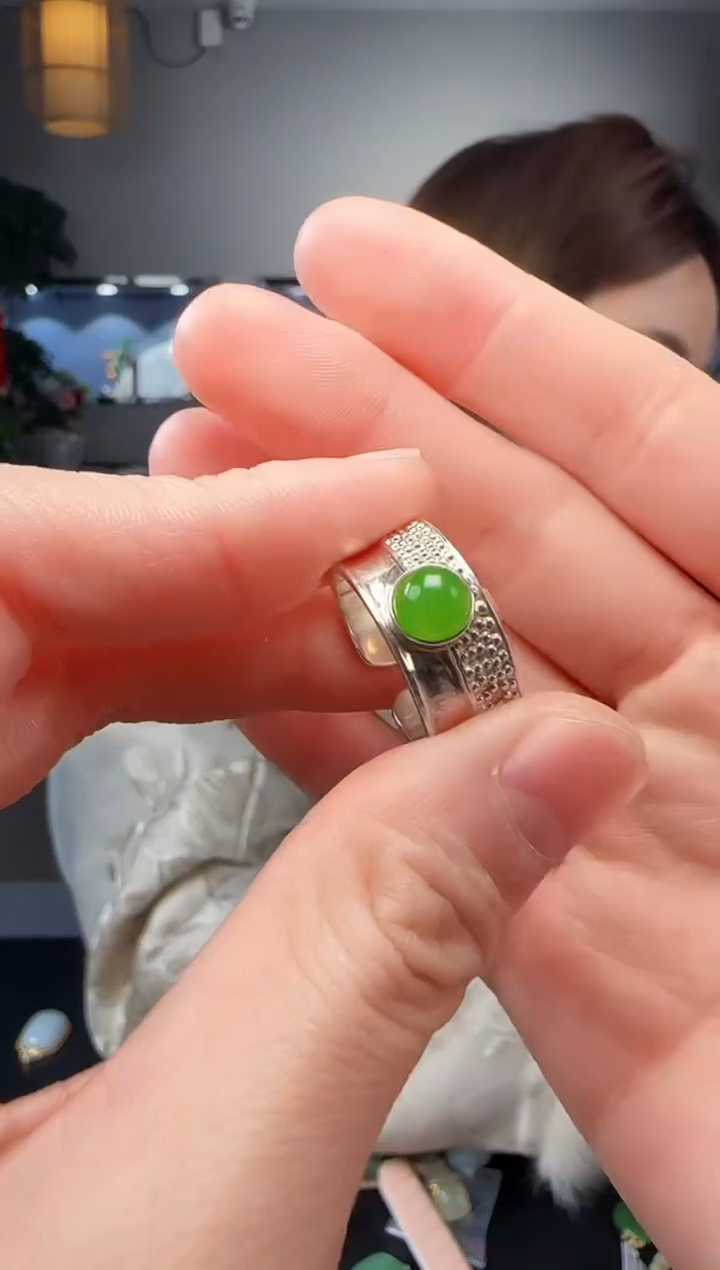 【闪购商品】和田玉戒指银S925镶嵌1