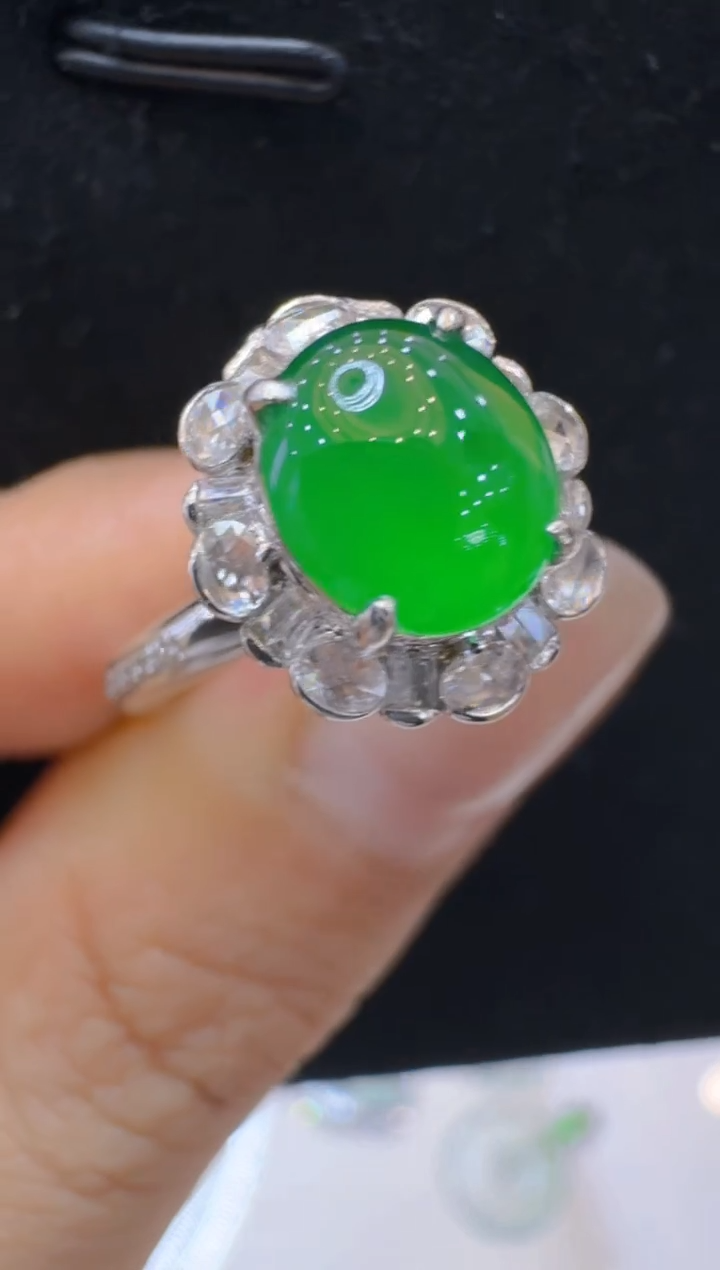 18K金镶嵌戒指翡翠多样性团购发一件