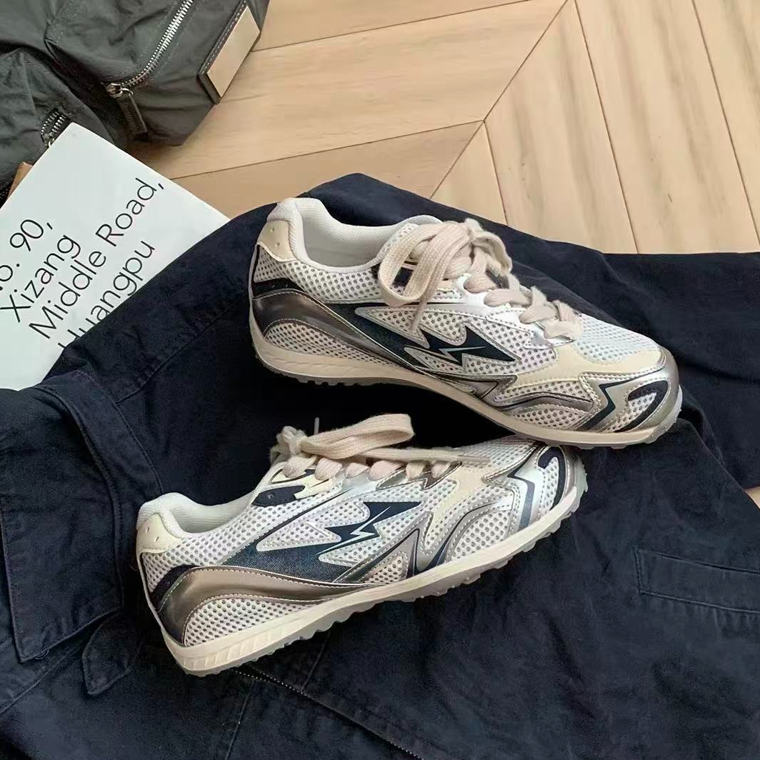 6503-9复古网面德训鞋透气平底百搭女鞋休闲低帮阿甘跑鞋