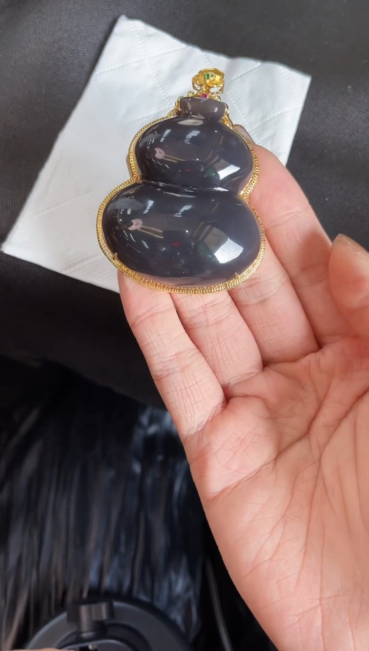 【闪购商品】和田玉吊坠18K金镶嵌多样性发一