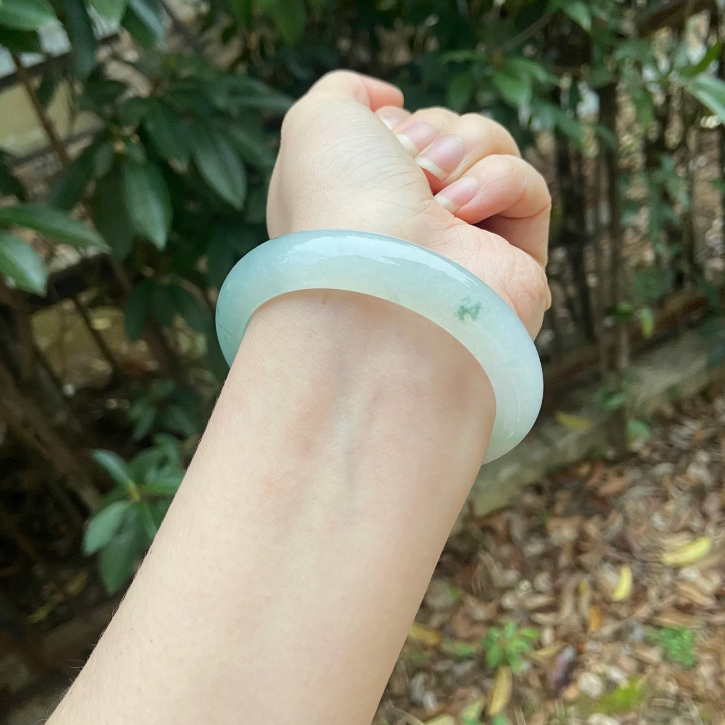 天然A货翡翠手镯飘花冰透少女款圆镯珠宝玉镯美人镯镯子女款