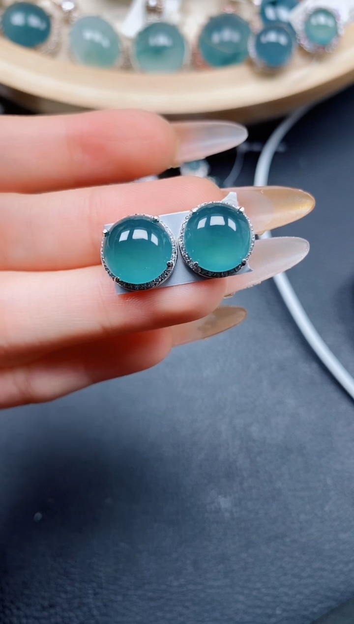 【闪购商品】翡翠耳饰银S925镶嵌翡翠