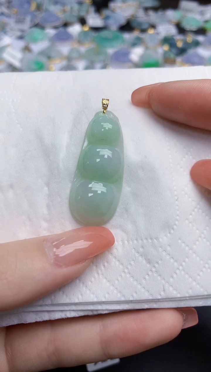 【闪购商品】翡翠颈饰18K金镶嵌天然缅甸翡翠A货