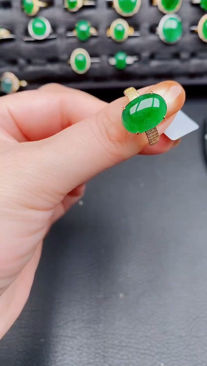 【闪购商品】翡翠戒指银S925镶嵌天然a货翡翠208