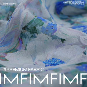 雪莲蘸影 法国亚麻面料蓝白印花衬衫连衣裙服装布料 幅宽140CM