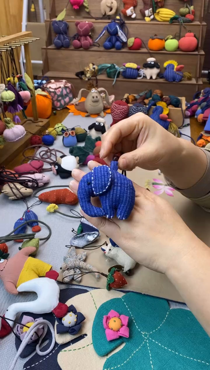 布艺小象项链（土布）