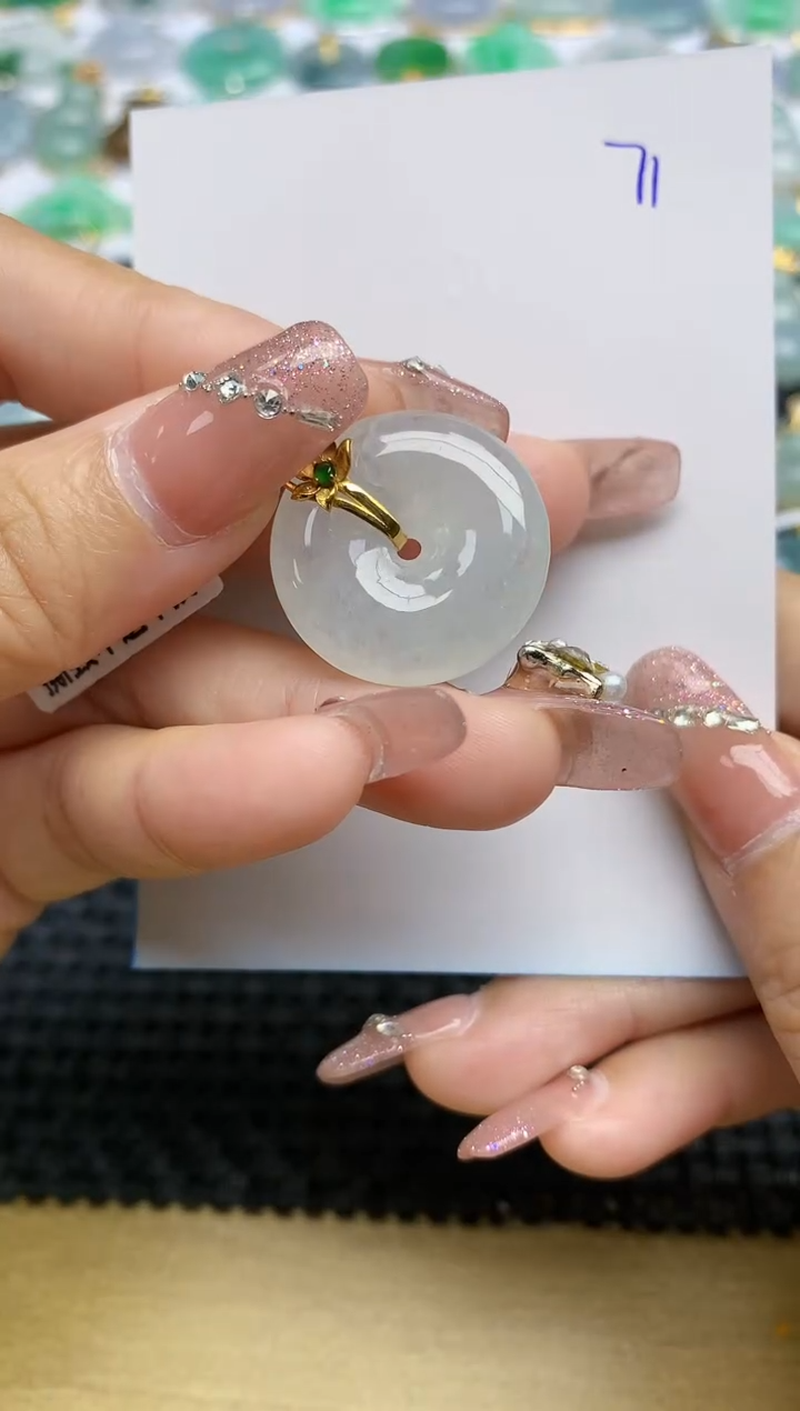 【闪购商品】翡翠颈饰18K金镶嵌天然A货翡翠 71