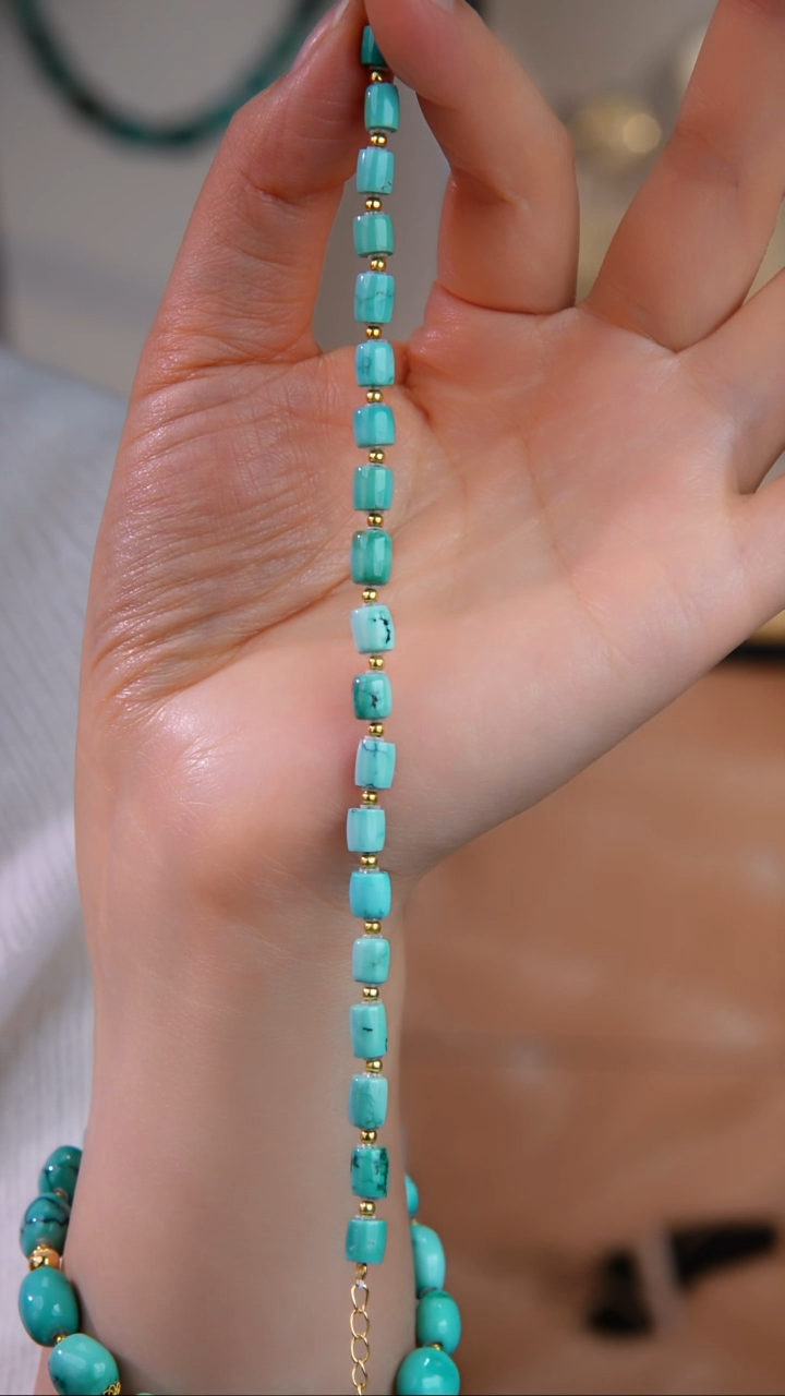 银S925镀金镶嵌绿松石手链1