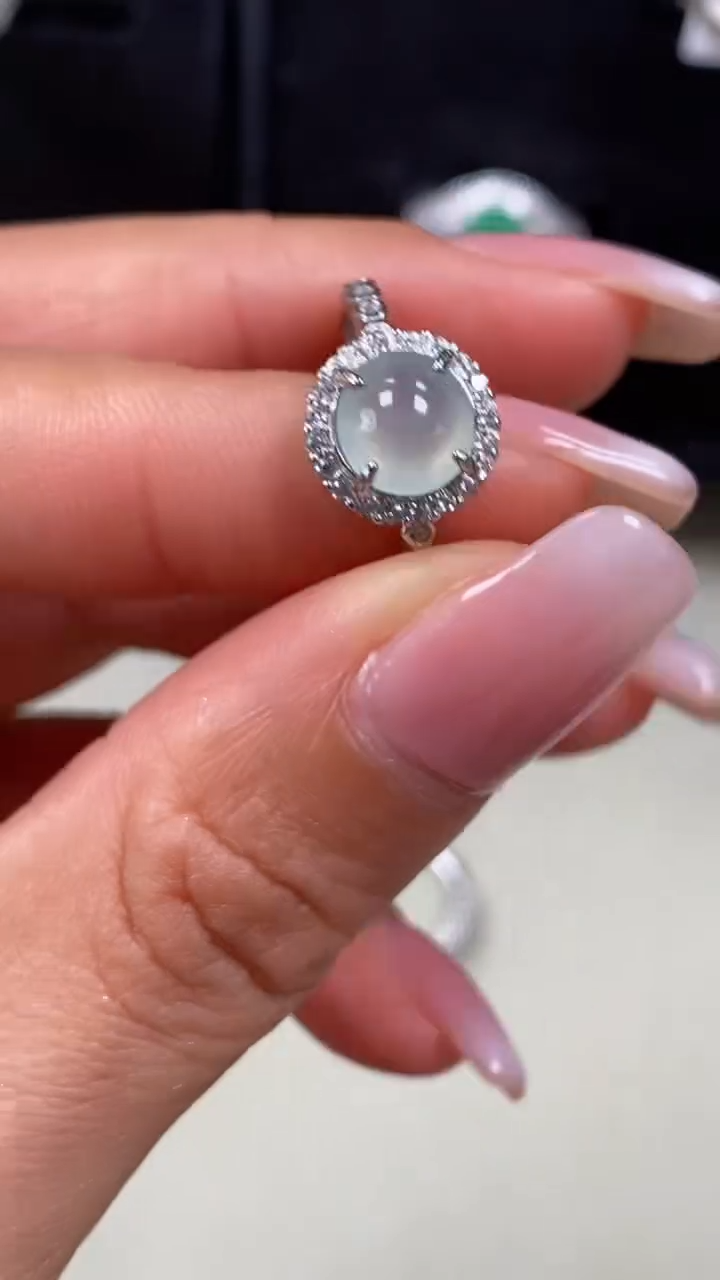 【闪购商品】翡翠戒指银S925镶嵌7898