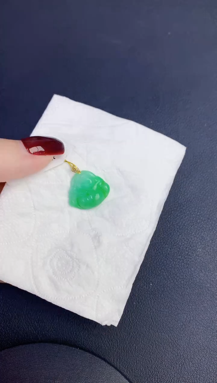 颈饰18K金镶嵌翡翠缅甸天然翡翠a货