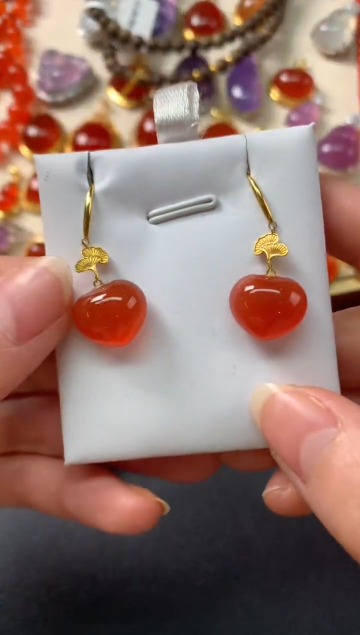 【闪购商品】南红玛瑙耳饰18K金镶嵌Z312|1880