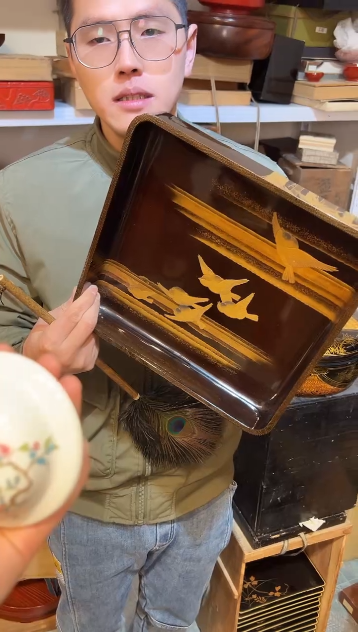 高肉金 收纳盘 大漆漆器大漆漆器