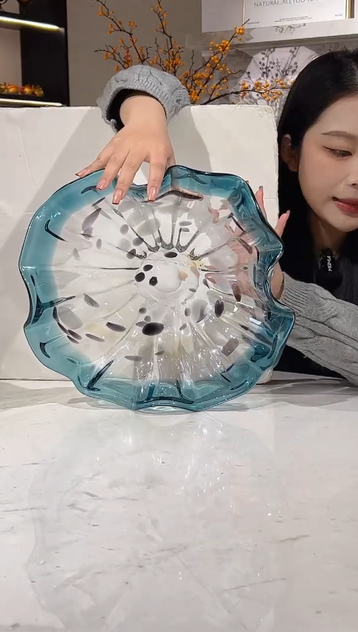 【闪购商品】琉璃蓝色荷叶小果盘