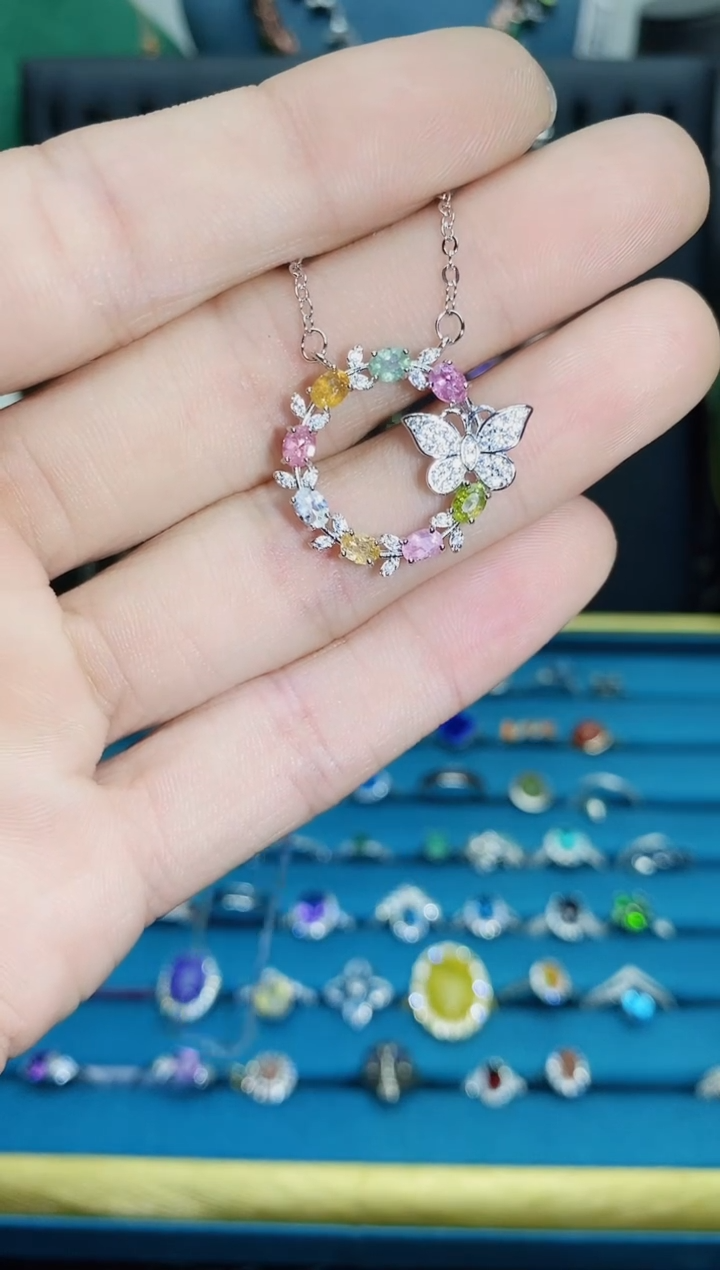 【闪购商品】碧玺项链银S925镶嵌1211