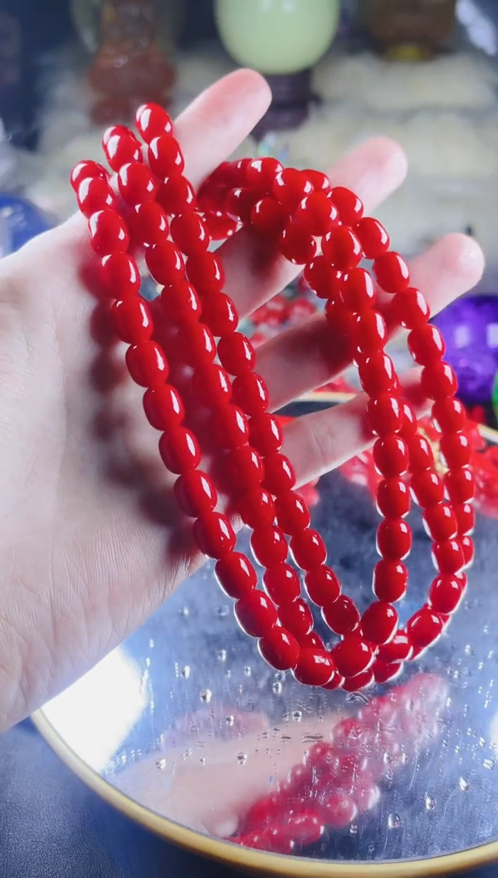 无无酸洗红色108颗桶珠