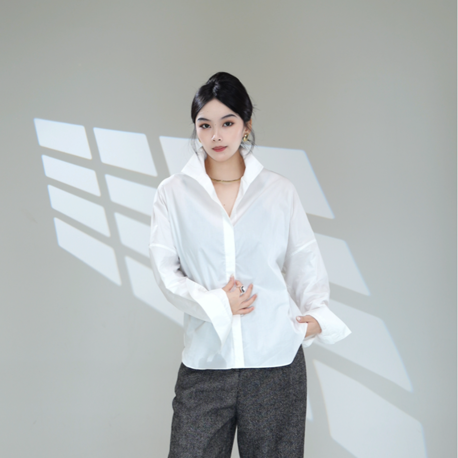 【翎蔻】深圳南油休闲时尚四季款纯色经典极简风衬衫