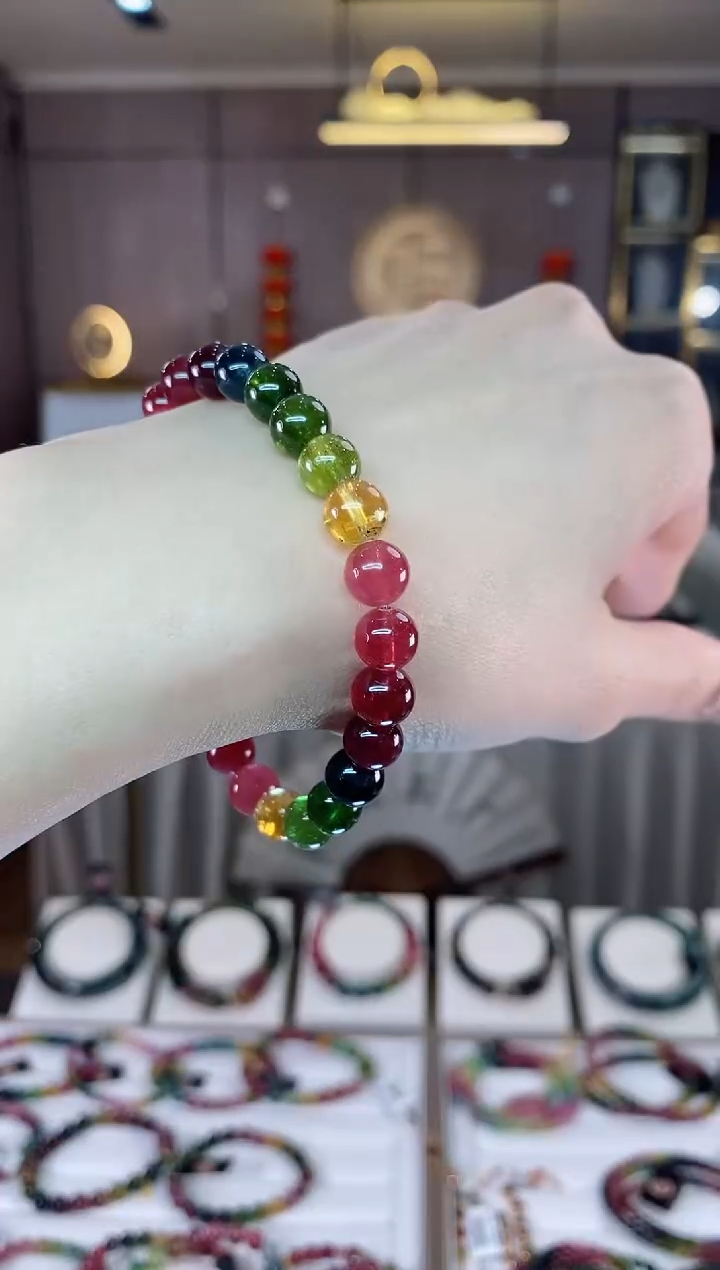 【闪购商品】碧玺单圈手串7mm+未镶嵌一物一证dan