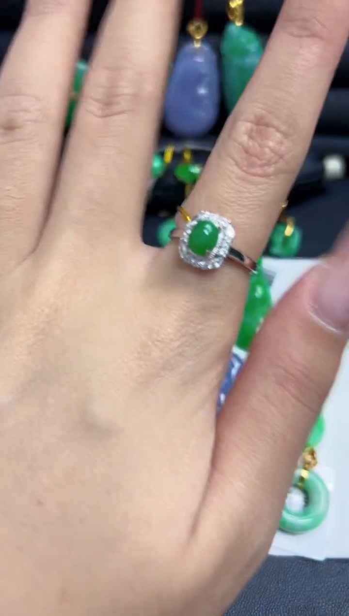 【闪购商品】翡翠戒指银S925镶嵌Y缅料A货/支持复检/一件