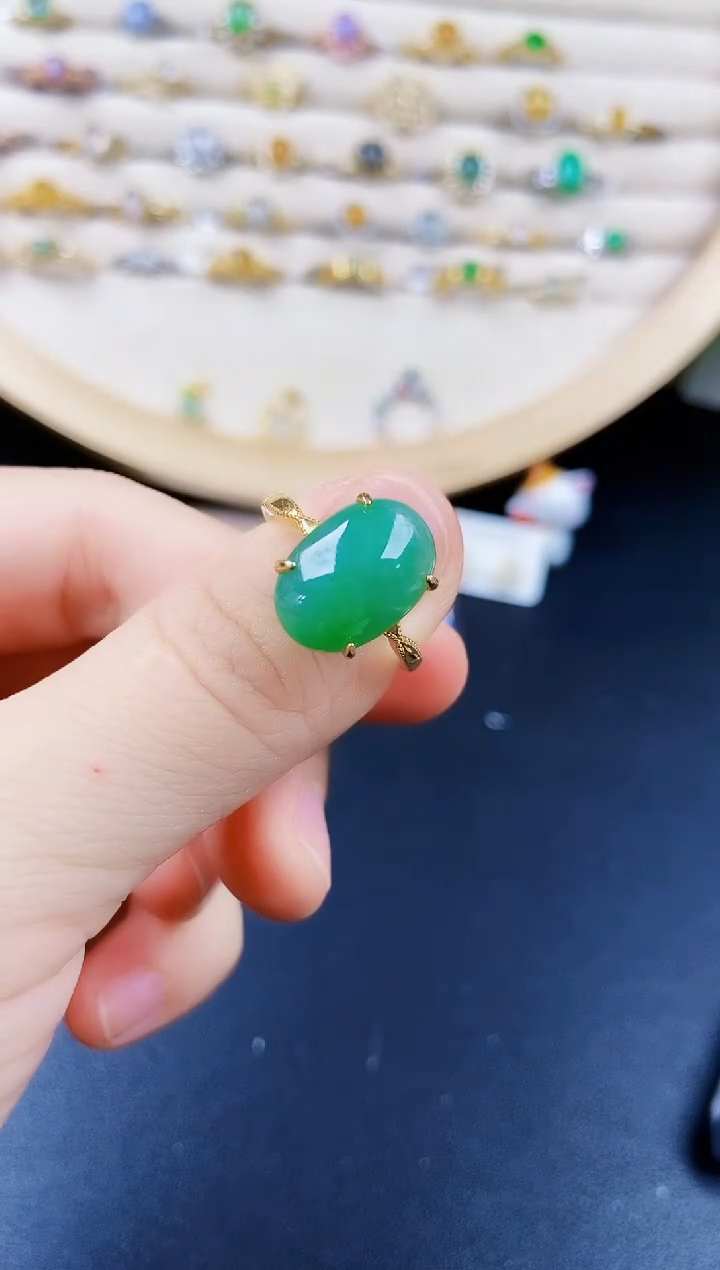 翡翠戒指银S925镶嵌1414141