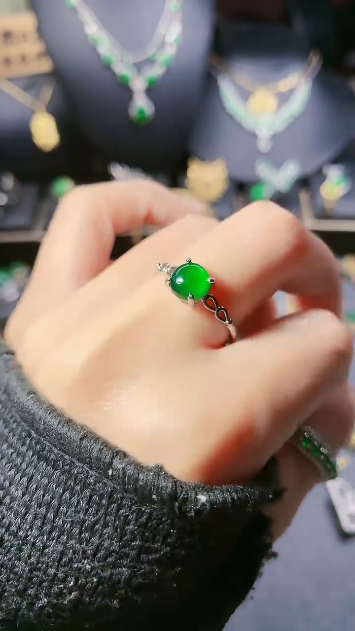 【闪购商品】翡翠戒指银S925镶嵌戒指