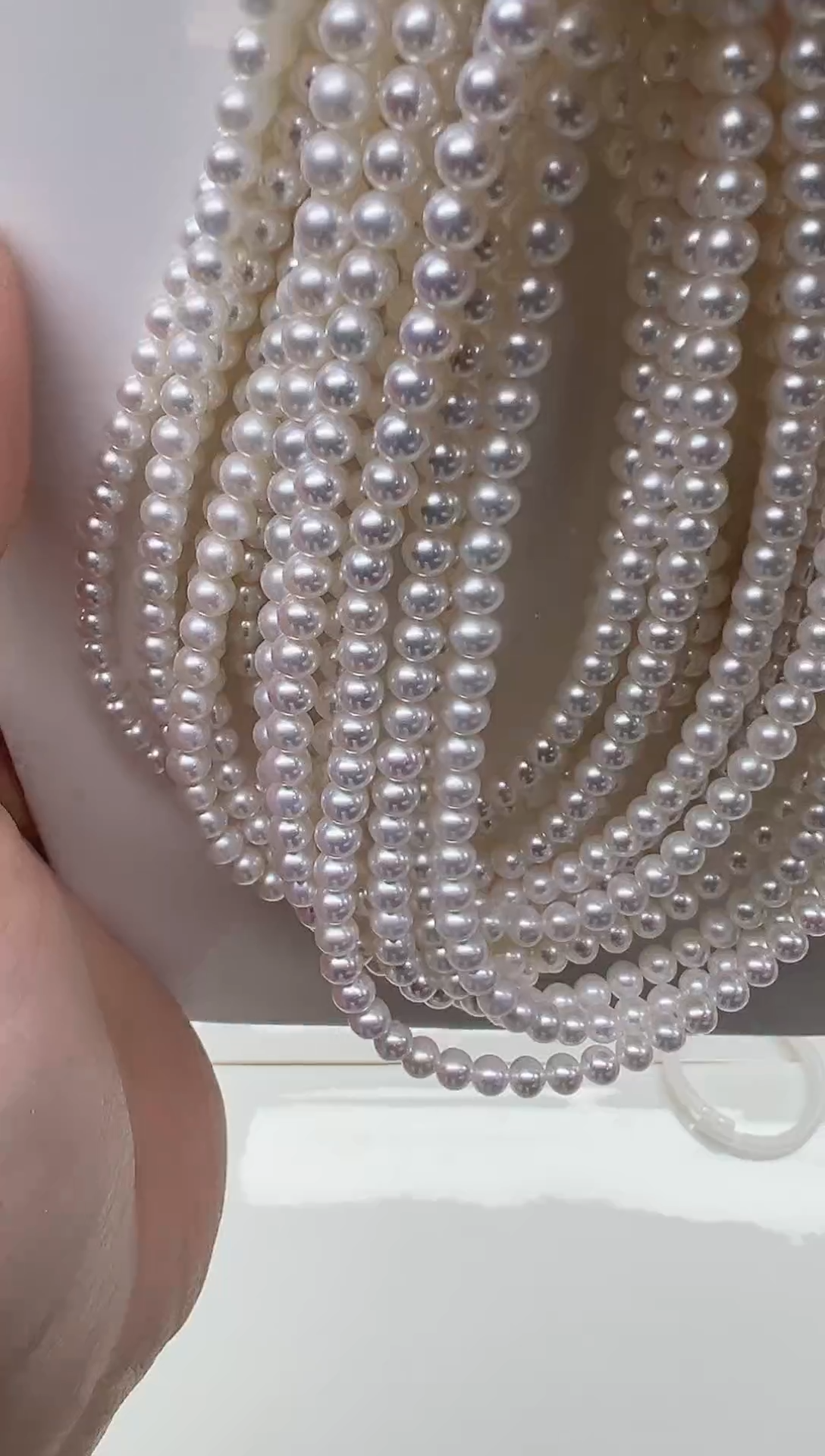 未镶嵌项链淡水珍珠极光白近正圆小米链4.5mm