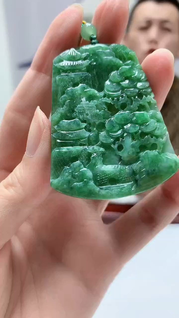 【闪购商品】定制翡翠未镶嵌4812zm-毛货挂件100山水