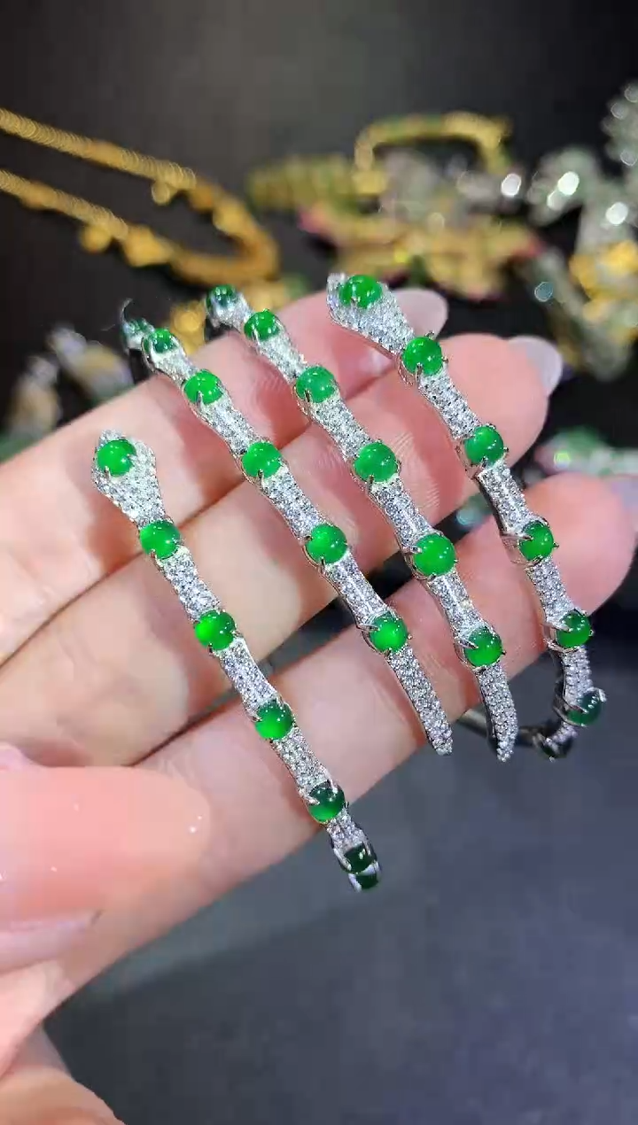 【闪购商品】翡翠手镯银S925镶嵌190手镯（多样性发货一件