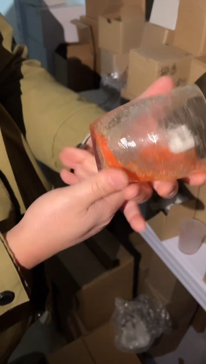 气泡水杯黄橙谁水晶